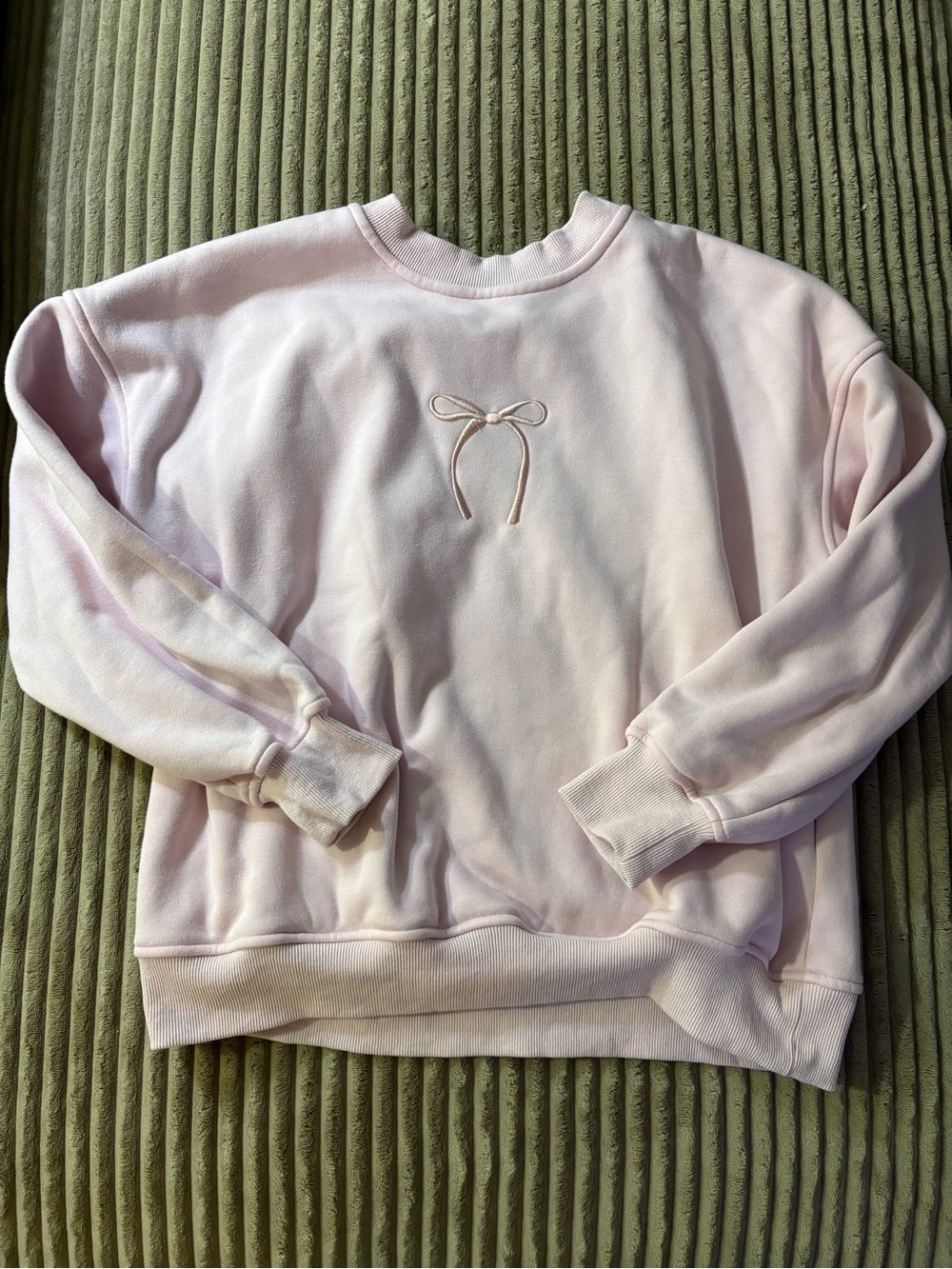 Altar'd State Pale Pink Bow Crewneck Sweatshirt